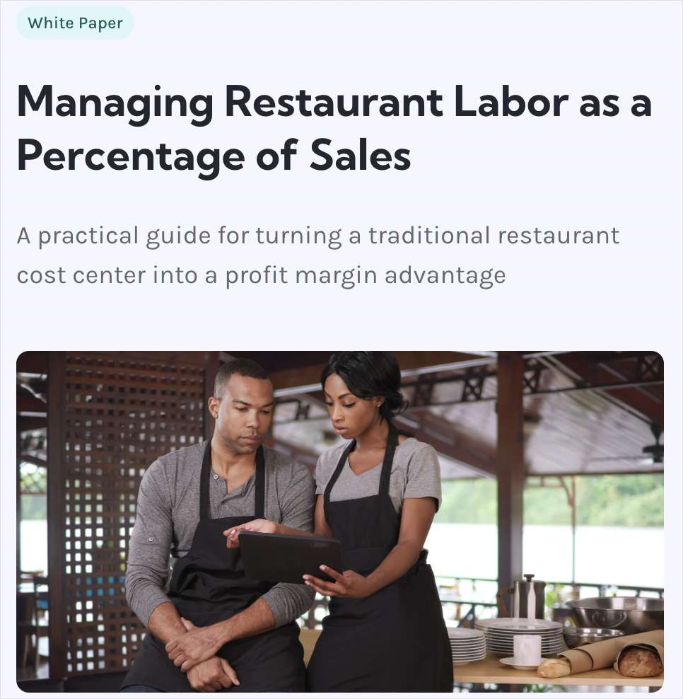 Managing Restaurant Labor as a Percentage of Sales Free White Paper