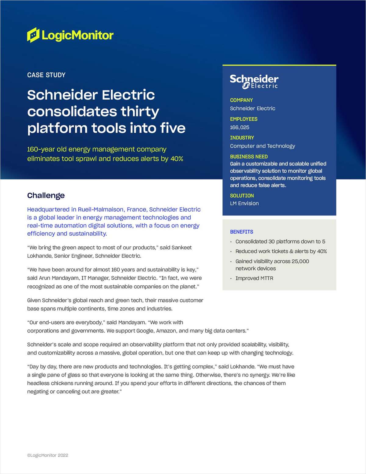 Schneider Electric consolidates monitoring tools by 83% with LogicMonitor