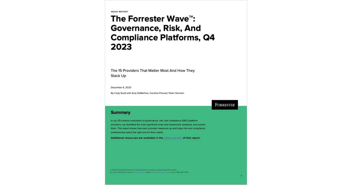 The Forrester Wave™: Q4 2023 Governance, Risk, And Compliance Platforms Free Guide - Vimarsana News