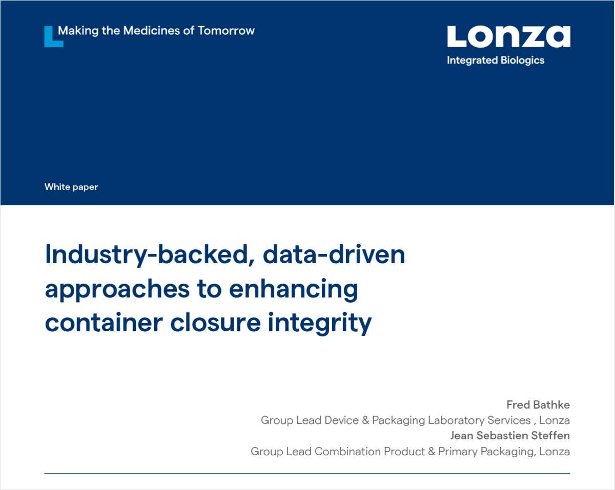 Industry-backed, data-driven approaches to enhancing container closure integrity