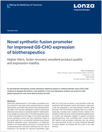 Novel synthetic fusion promoter for improved GS-CHO expression of biotherapeutics