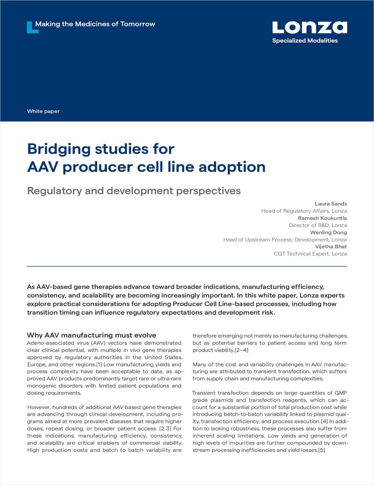 Cull Line Bridging studies for AAV producer cell line adoption, Free Lonza White ...