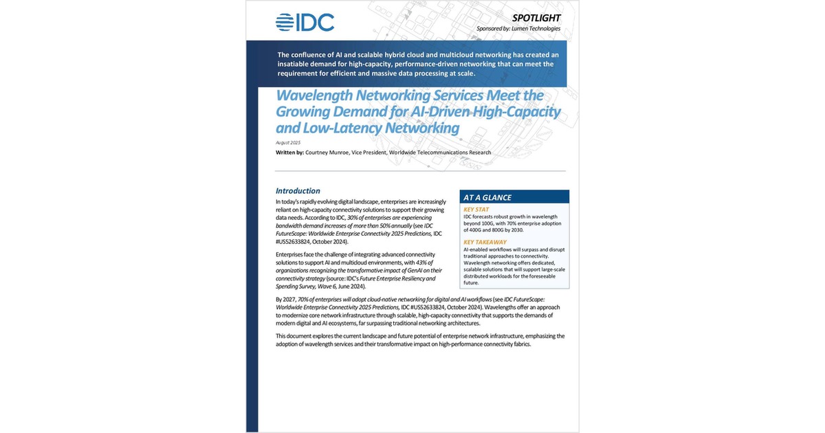 IDC: Unlock Scalable, AI-Ready Connectivity with Wavelength Solutions