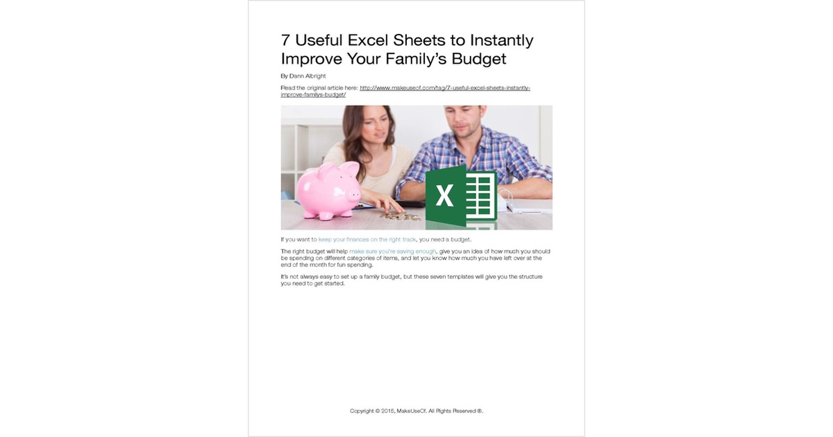 7 Useful Excel Sheets to Instantly Improve Your Family's Budget