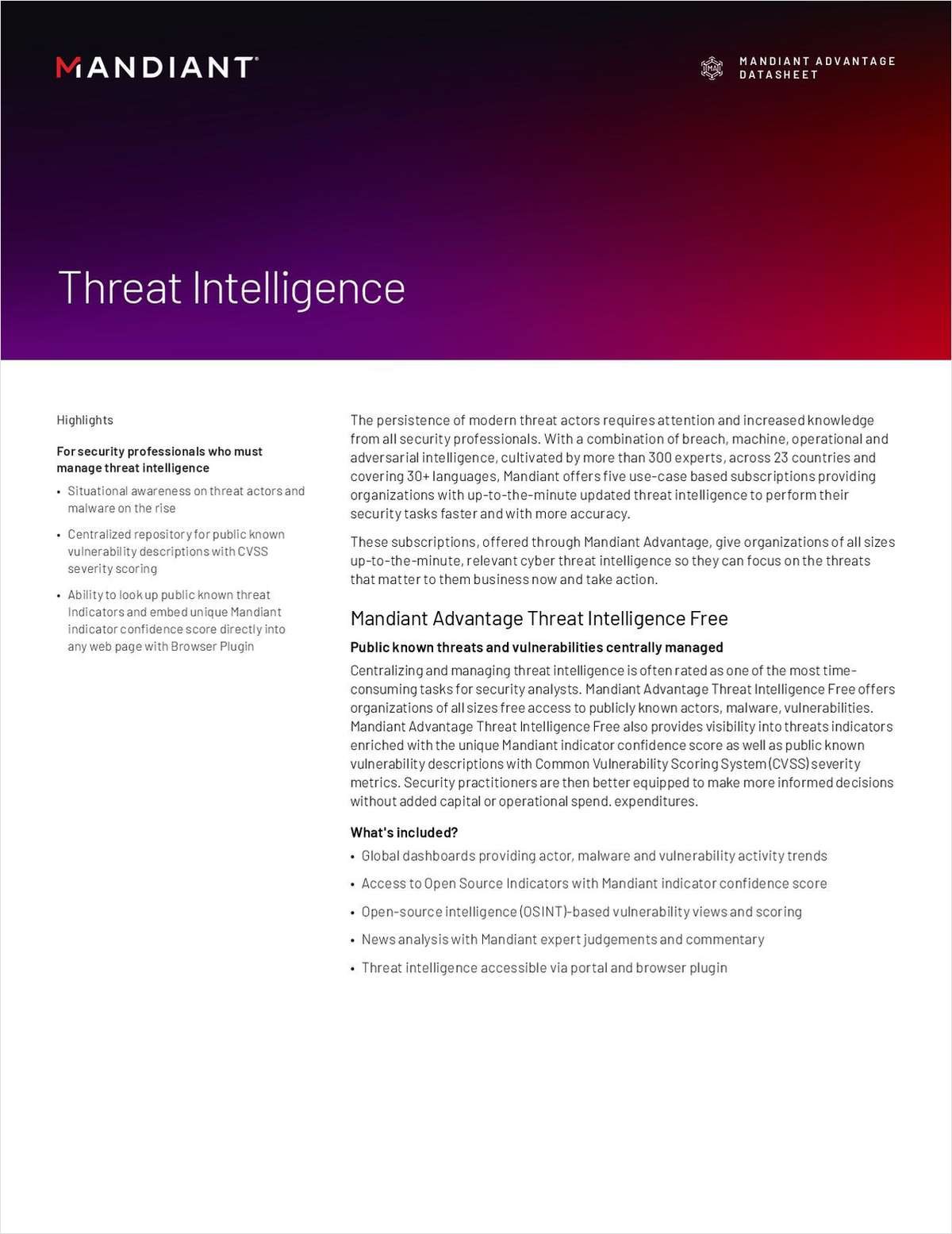 Mandiant Advantage Threat Intelligence For Security Professionals