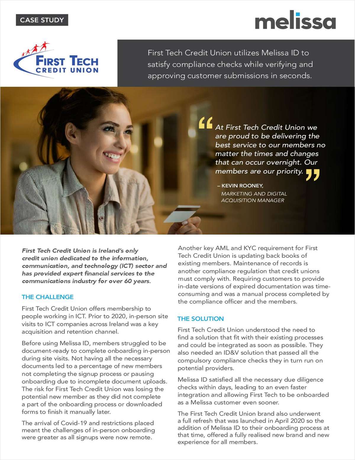 Case Study: First Tech Credit Union Satisfies Compliance Checks While Verifying and Approving Customer Submissions in Seconds