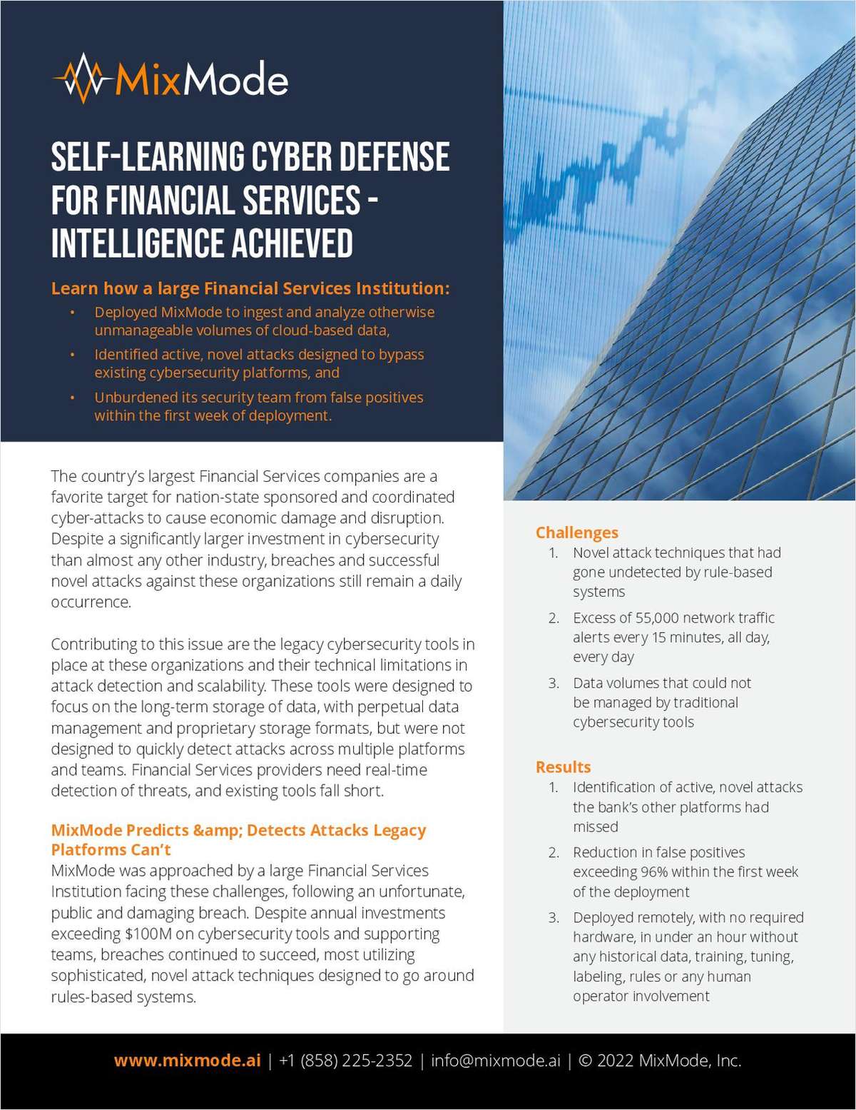 Self-Learning Cyber Defense for Financial Services - Intelligence Achieved