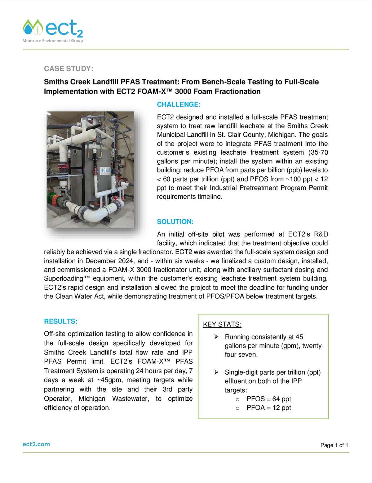 Smiths Creek Landfill PFAS Treatment