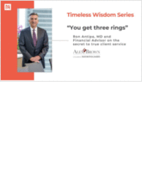 'You get three rings'-- Ron Antipa of Alex Brown, a division of Raymond James, on the secret to true client service