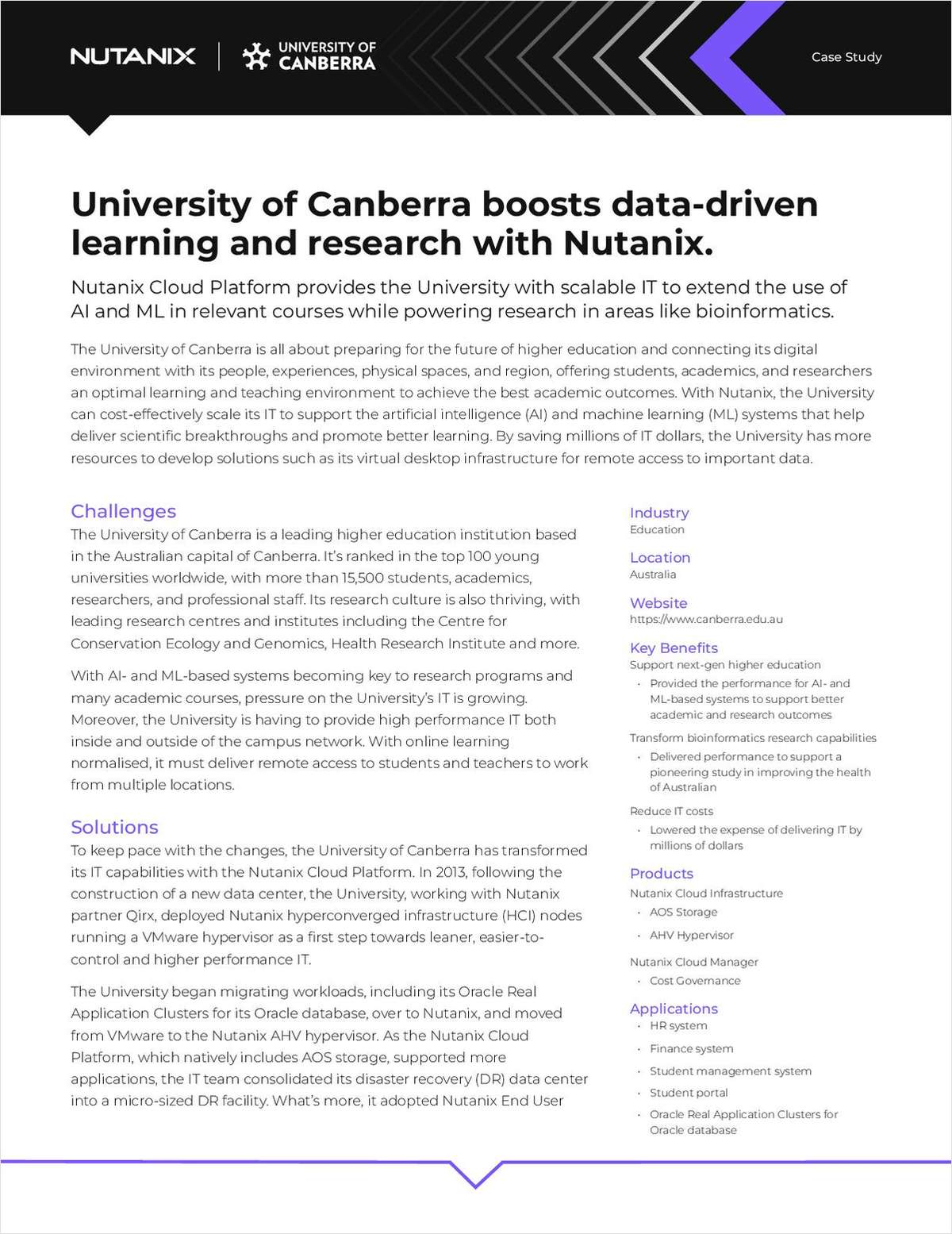 University of Canberra Boosts data-Driven Learning and Research with Nutanix.