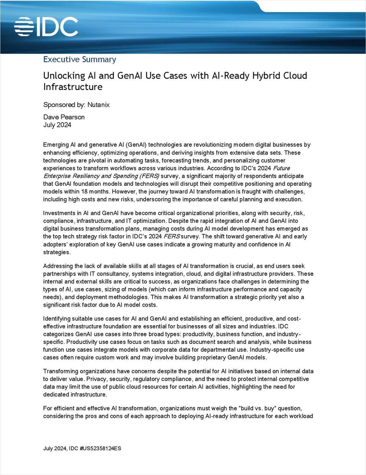Executive Summary Unlocking AI and GenAI Use Cases with AI-Ready Hybrid Cloud Infrastructure