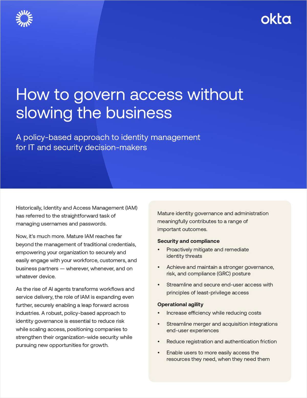 How to govern access without slowing the business, Free Okta Guide