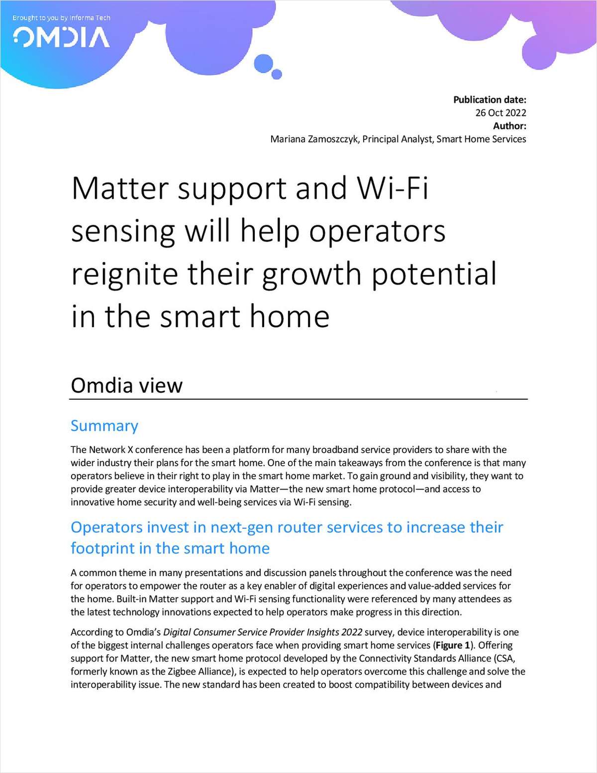 Matter support and Wi-Fi sensing