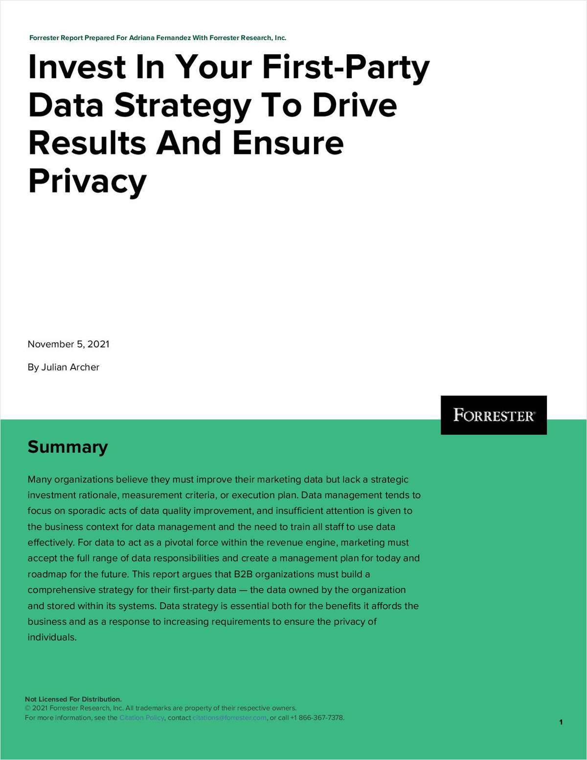 Forrester: Invest In Your First-Party Data Strategy To Drive Results And Ensure Privacy
