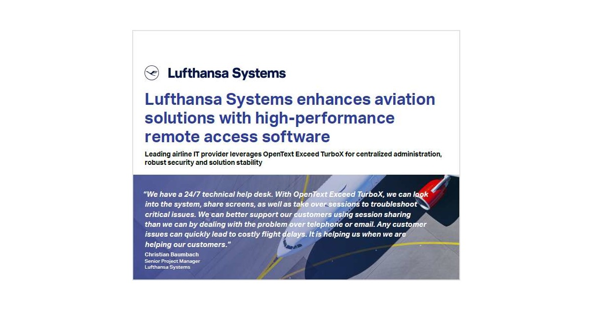 Lufthansa Systems Enhances Aviation Solutions with HighPerformance