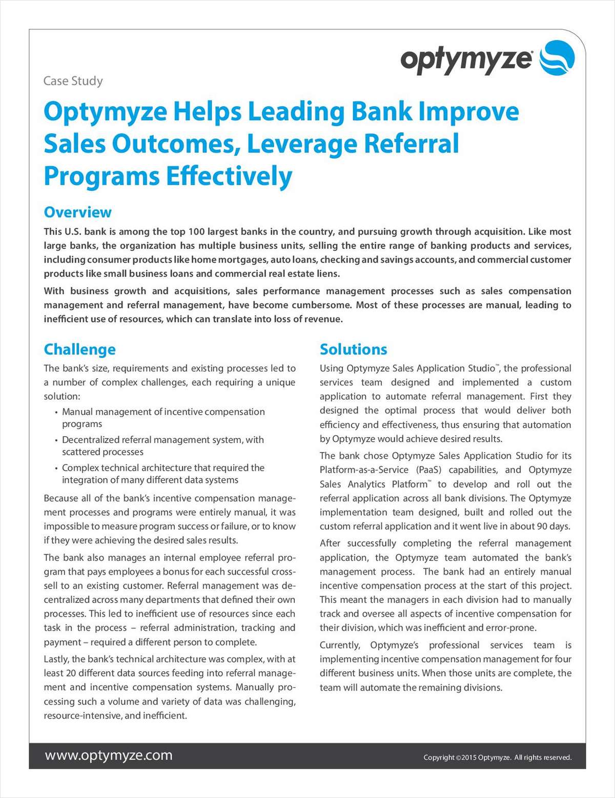 Optymyze Helps Leading Bank Improve Sales Outcomes, Leverage Referral Programs Effectively