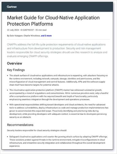 2025 Gartner® Market Guide for Cloud-Native Application Protection Platforms (CNAPPs)