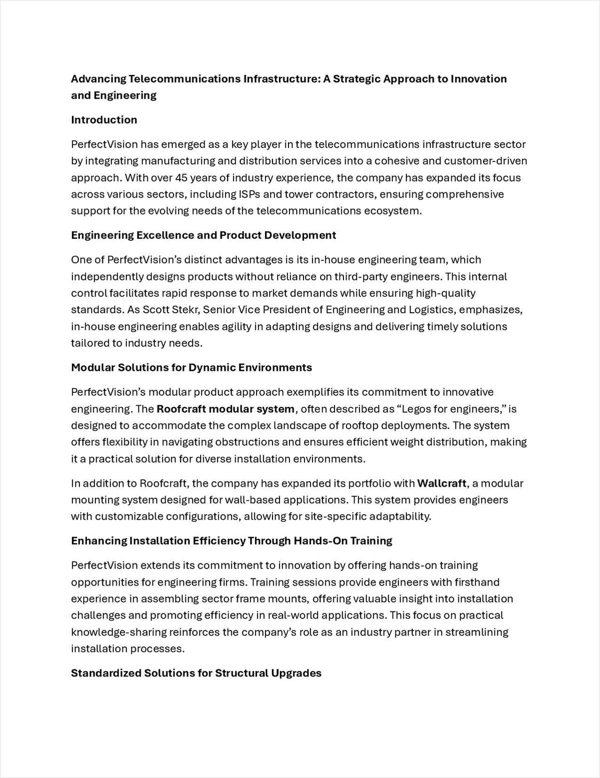 Advancing Telecommunications Infrastructure - A strategic Approach to Innovation and Engineering