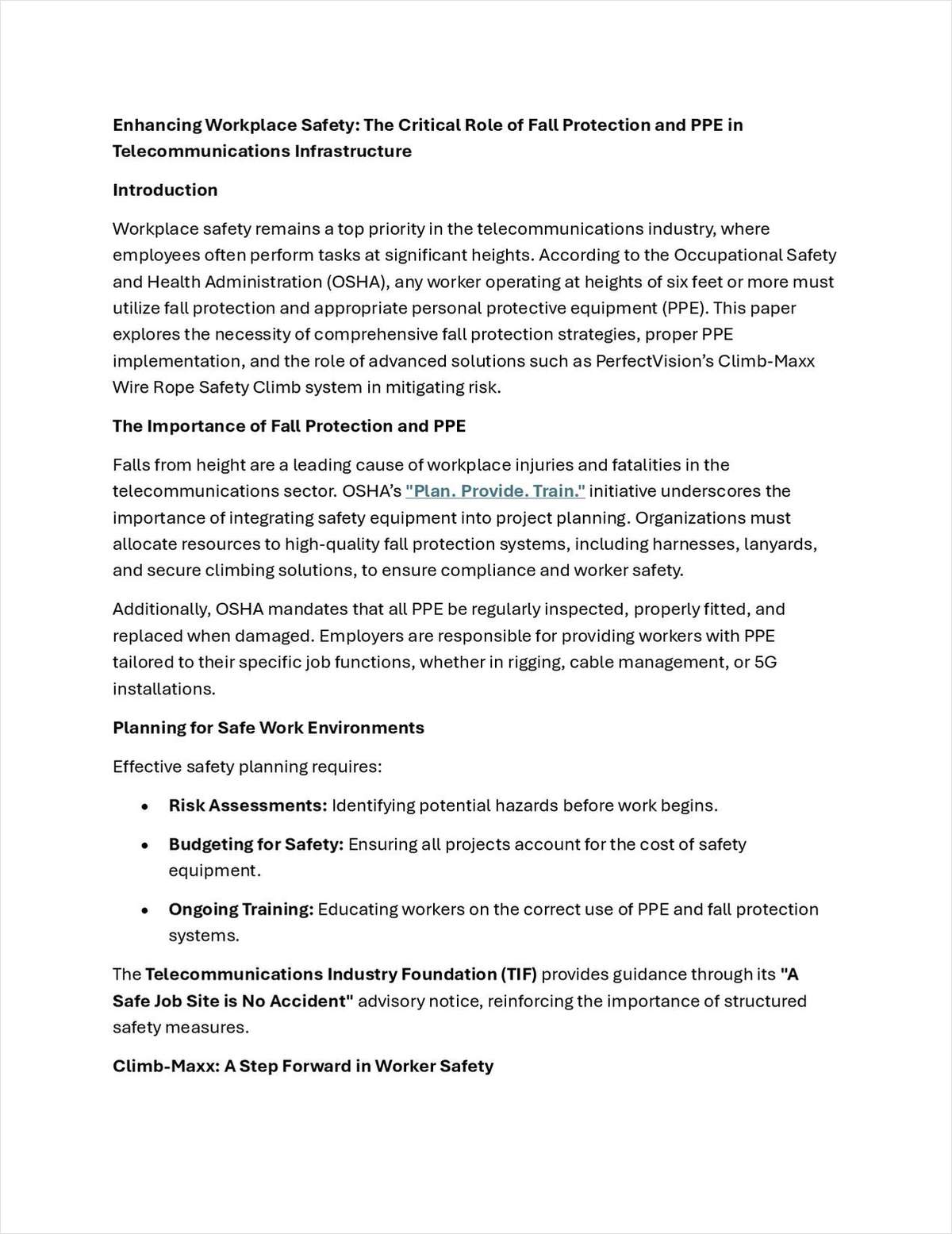 Enhancing Workplace Safety - The Critical Role of Fall Protection and PPE in Telecommunications Infrastructure
