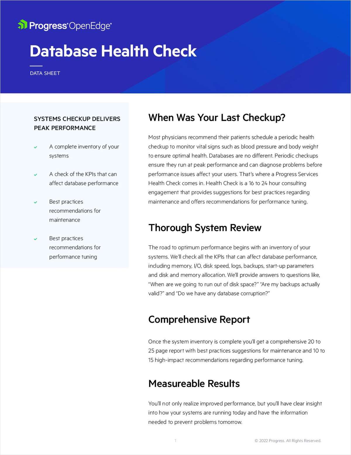 Safety Management Database Achieve Peak Performance with a Database Health Check, Free Progress ...