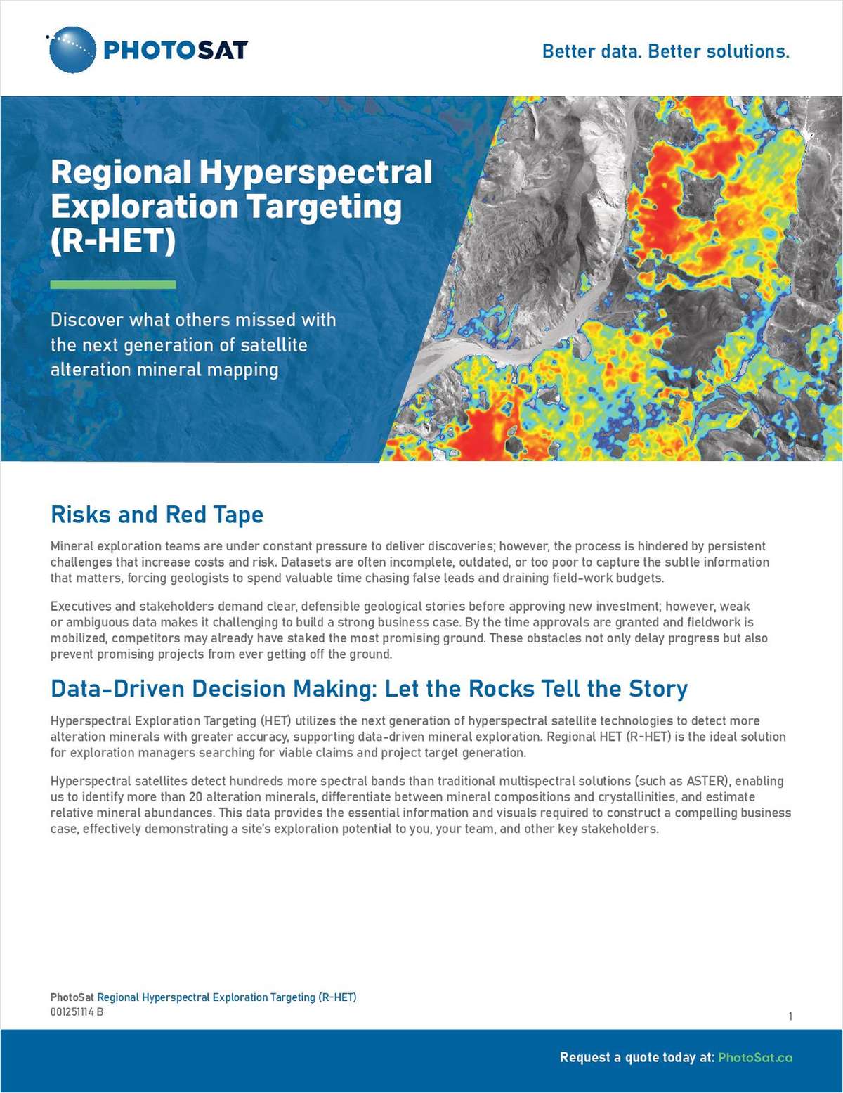 Regional Hyperspectral Exploration Targeting. Better data. Better Solutions.