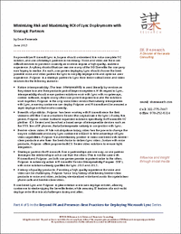 Minimizing Risk and Maximizing ROI of Lync Deployments with Strategic Partners