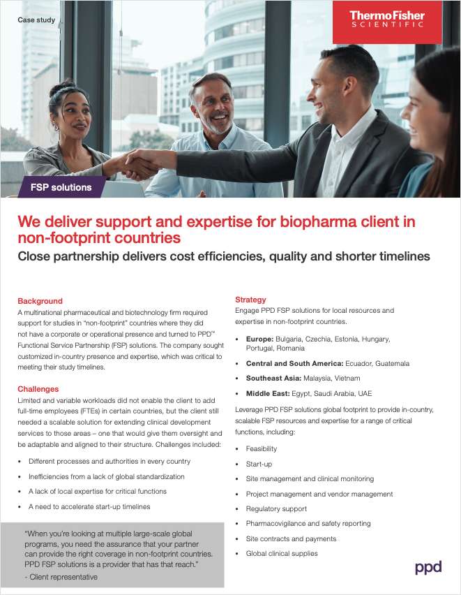 Delivering Support and Expertise for BioPharma Programs in Non-Footprint Countries