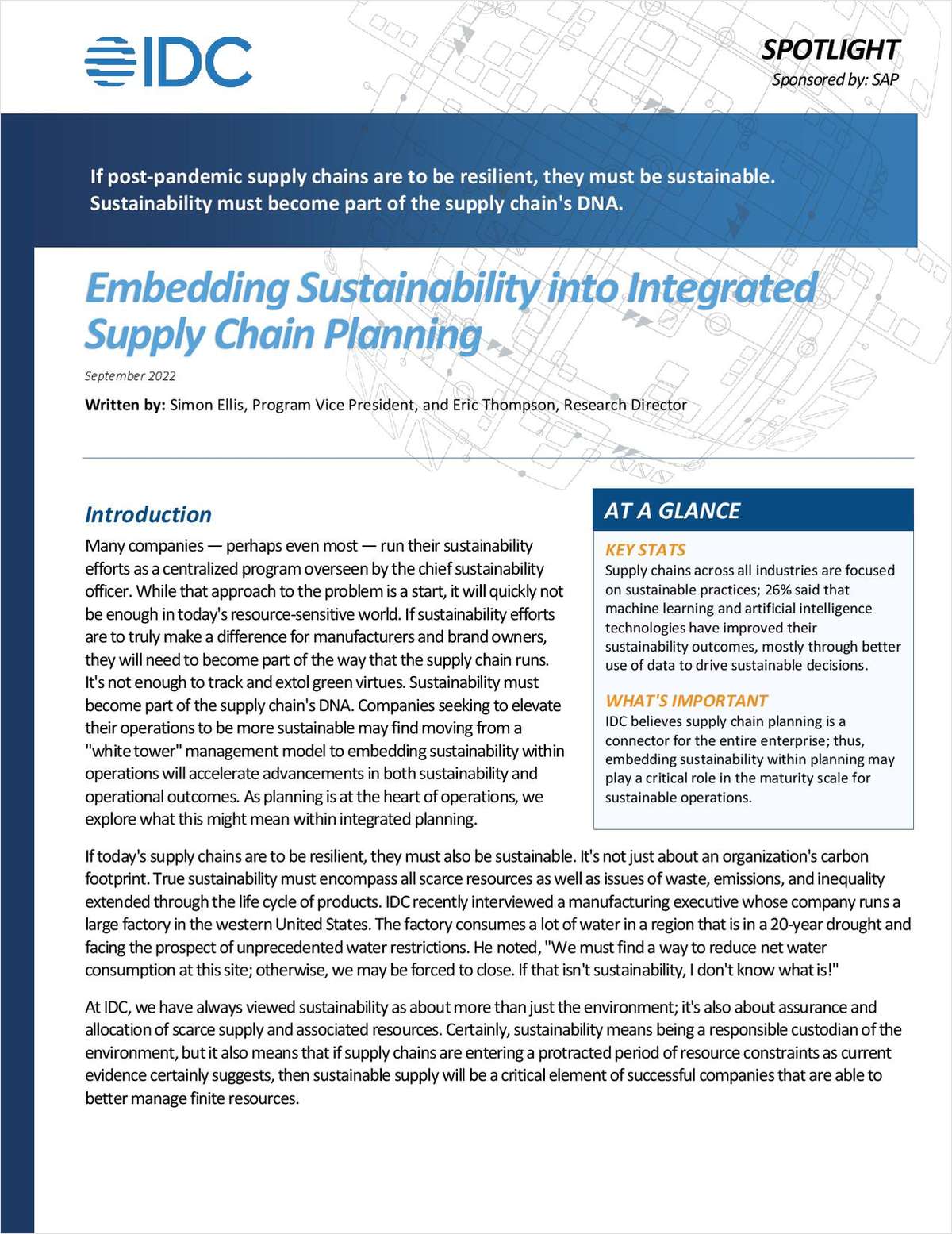 IDC Spotlight: Integrated Supply Chain Planning