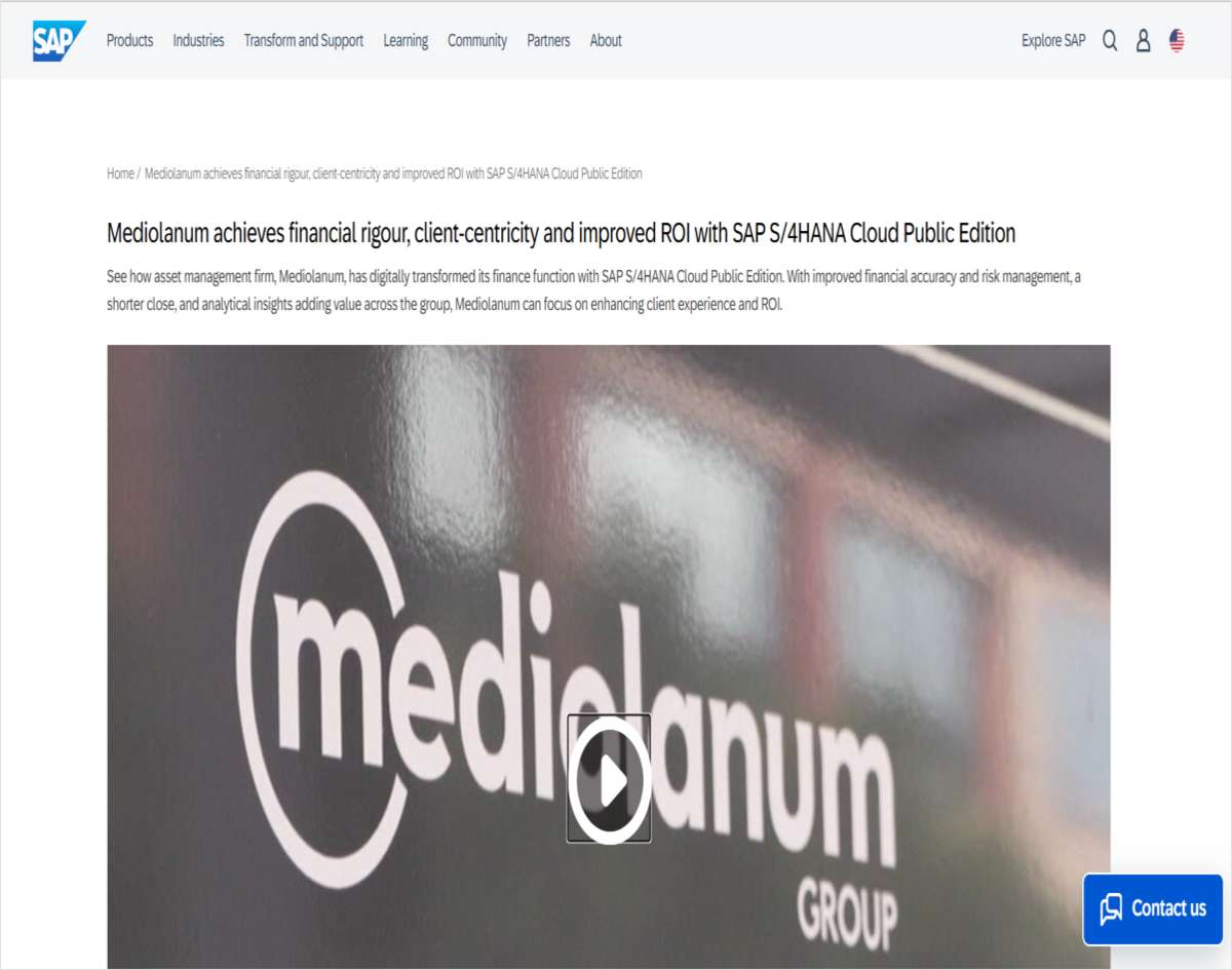 Mediolanum achieves financial rigour, client-centricity and improved ROI with SAP S/4HANA Cloud Public Edition