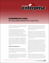 Expanding BIs Role by Including Predictive Analytics