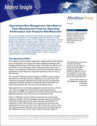 Operational Risk Management: How Best-in-Class Manufacturers Improve Operating Performance with Proactive Risk Reduction