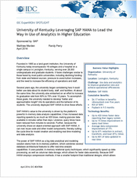 University of Kentucky Leveraging SAP HANA to Lead the Way in Use of Analytics in Higher Education