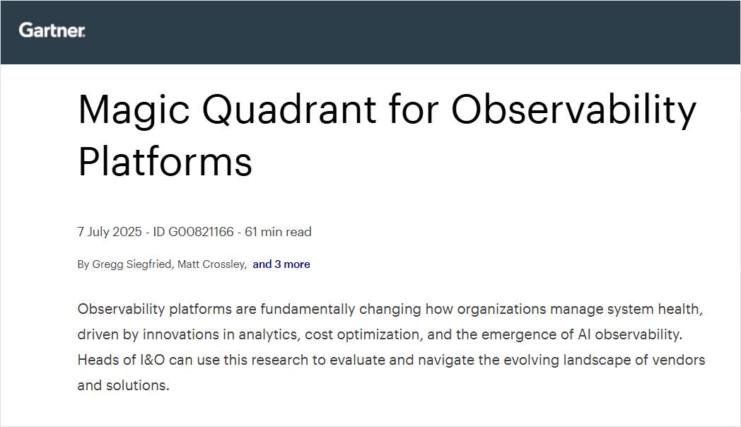 Magic Quadrant for Observability Platforms