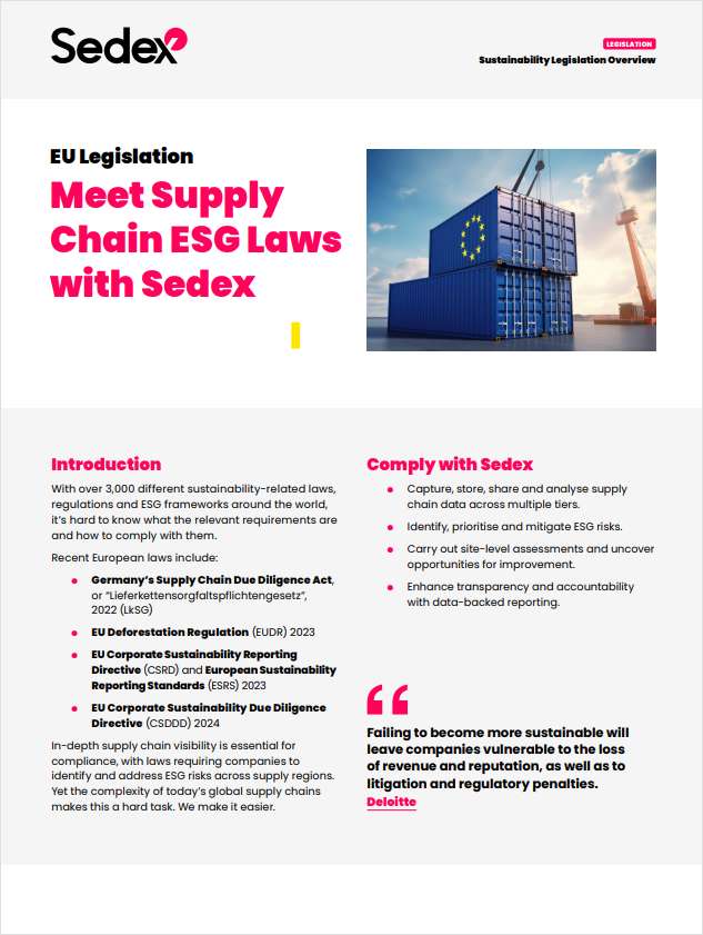 Meet Supply Chain ESG Laws with Sedex