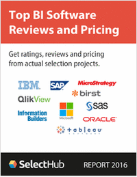Top Business Intelligence Software Reviews and Pricing 2016--Free Analyst Report