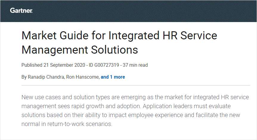 Market Guide for Integrated HR Service Management Solutions