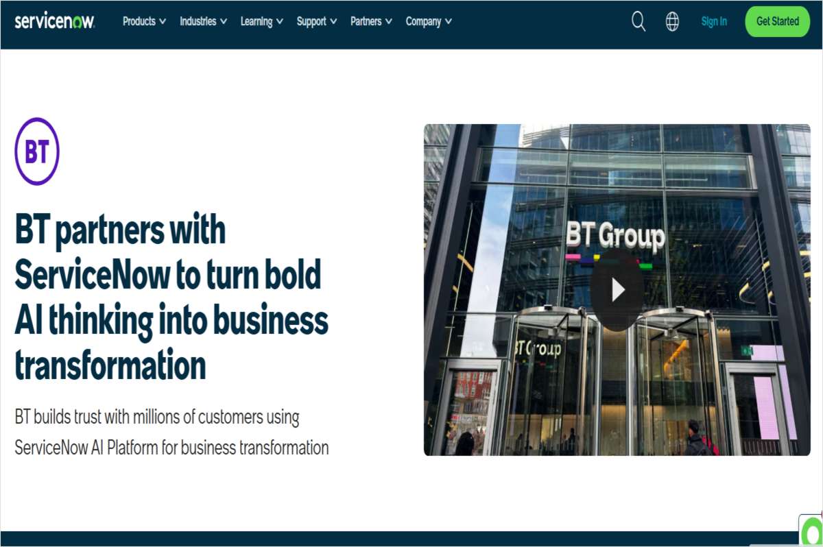 BT partners with ServiceNow to turn bold AI thinking into business transformation