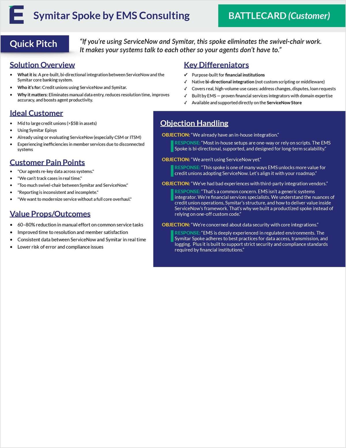 Symitar Spoke by EMS Consulting BATTLECARD (Customer)