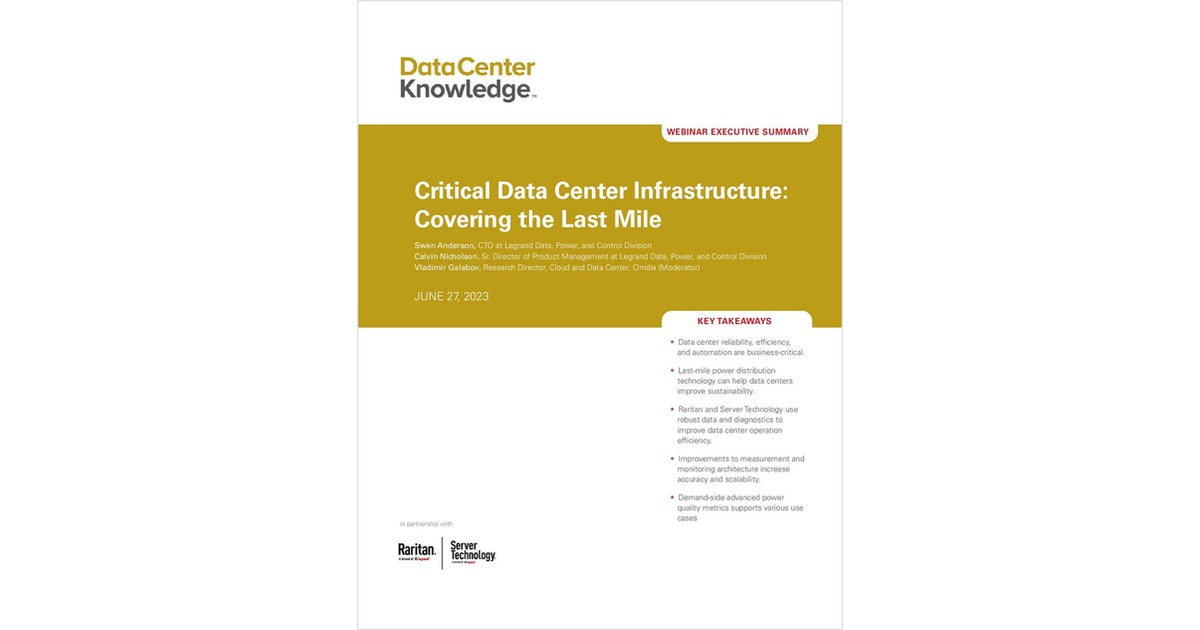 Critical Data Center Infrastructure: Covering the Last Mile Free ...