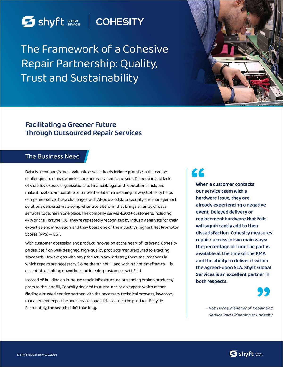 The Framework of a Cohesive Repair Partnership: Quality, Trust and Sustainability Cohesity Case Study