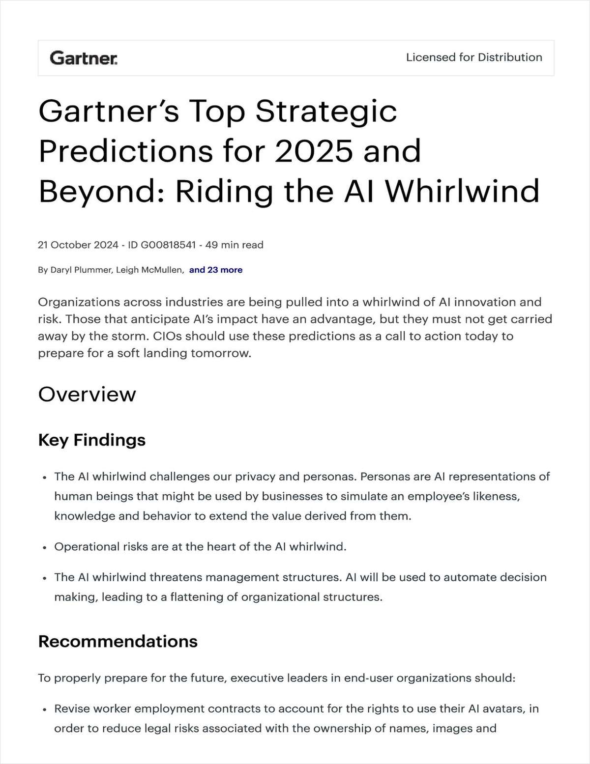 Top strategic predictions for 2025 and beyond: Riding the AI whirlwind