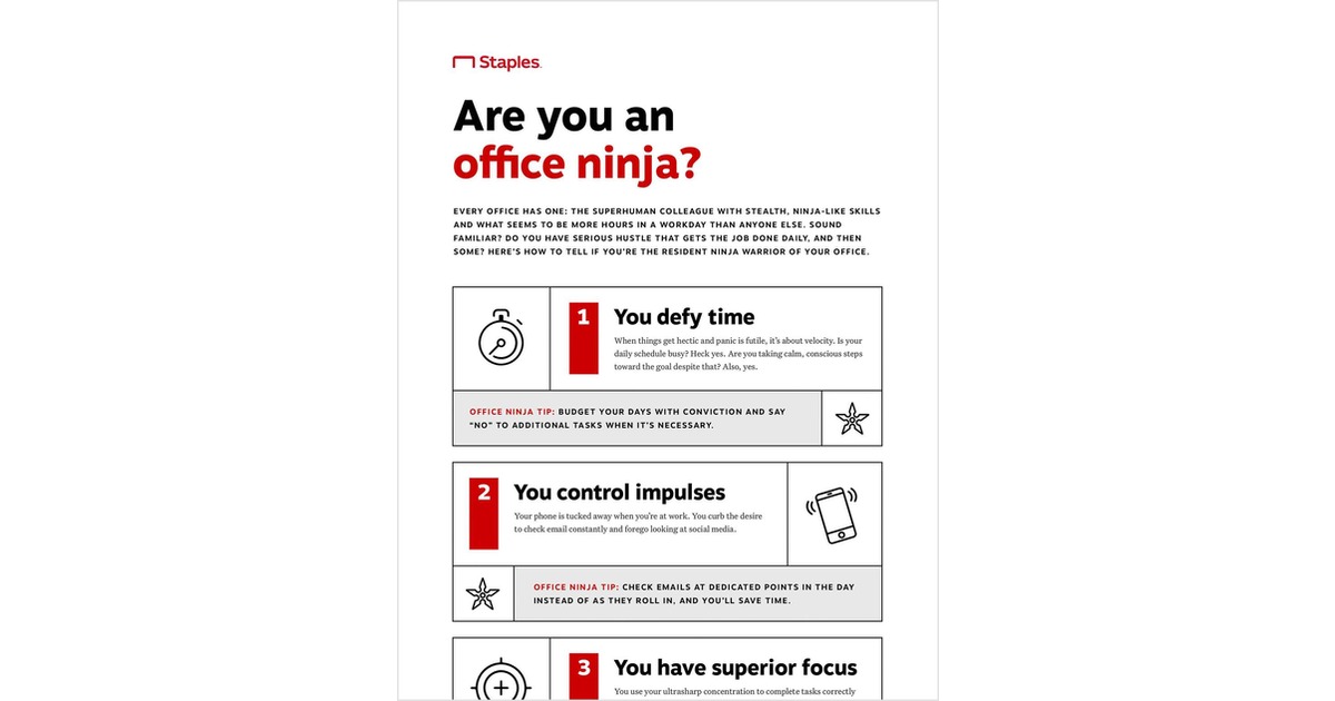 Office Ninja Computer How to Be an Office Ninja, Free Staples Business Advantage Tips