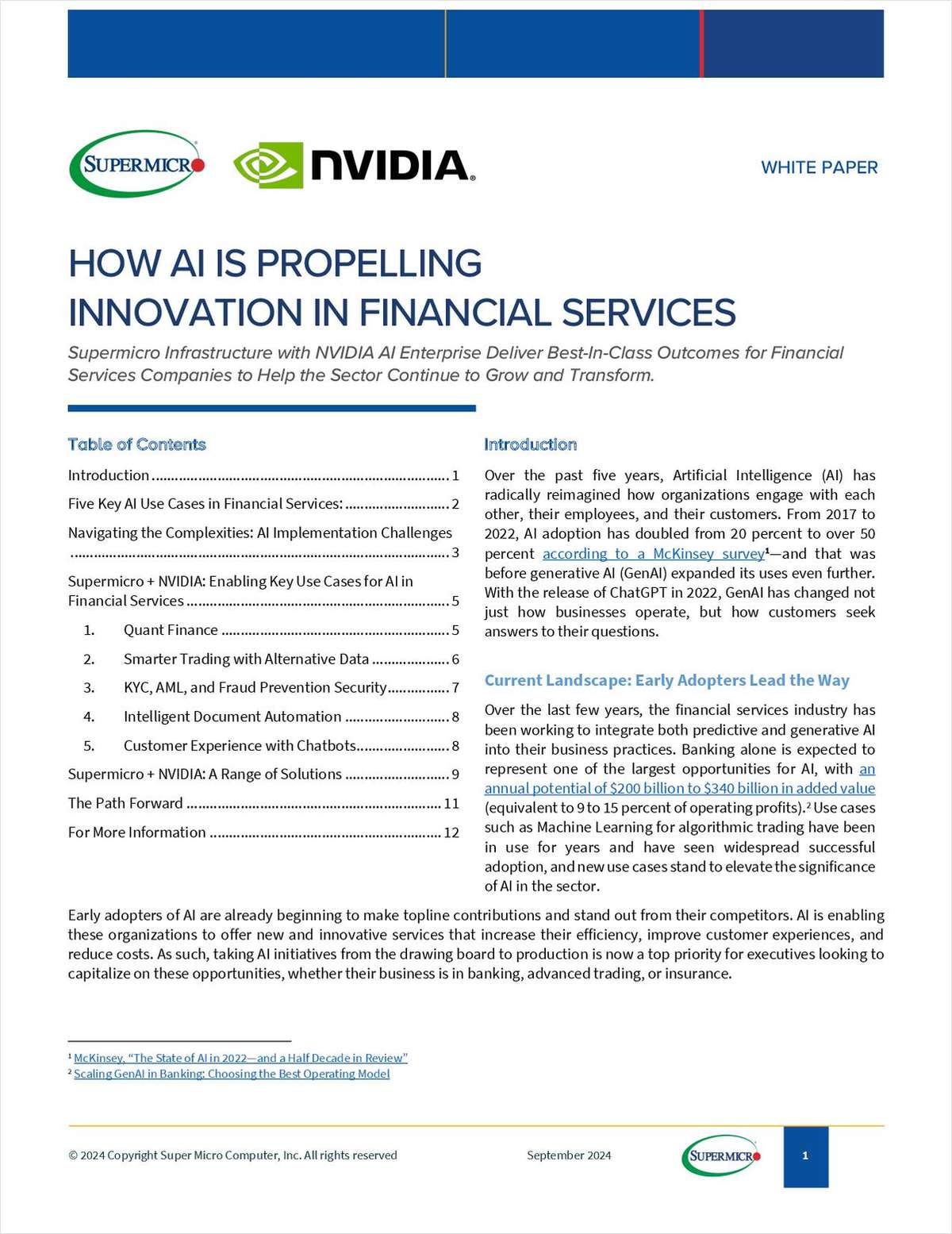 White paper: How AI is propelling innovation in financial services