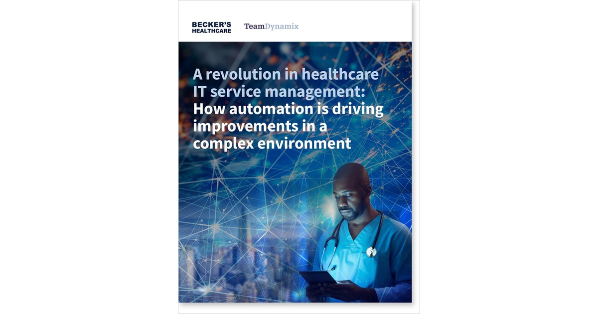 A revolution in healthcare IT service management: How automation is driving improvements in a complex environment, Free TeamDynamix eBook - Vimarsana News