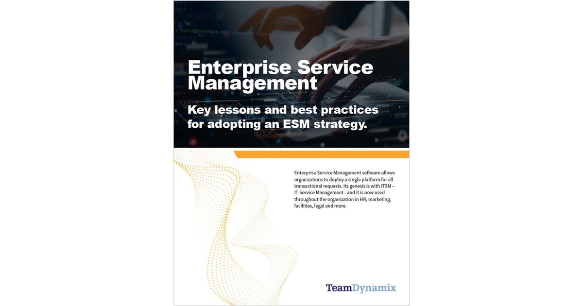 TeamDynamix eBook - Enterprise Service Management Free eBook - Vimarsana News