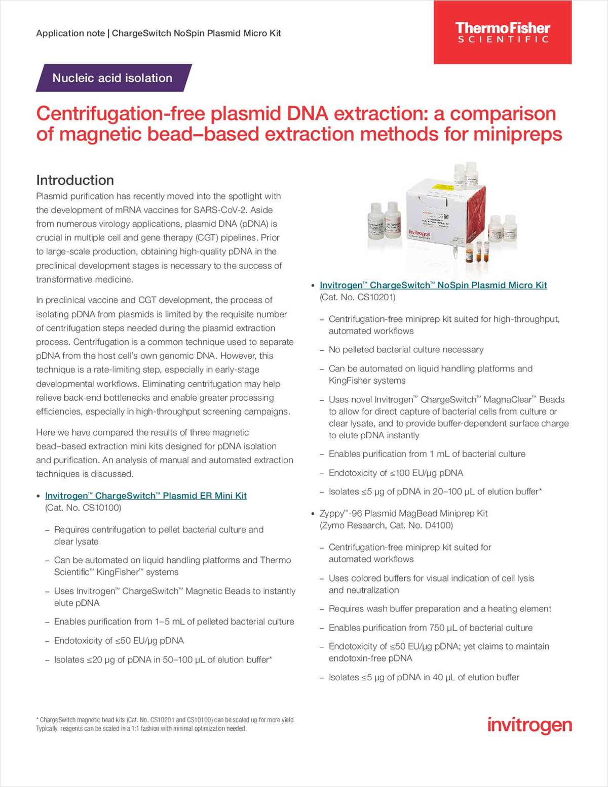 Centrifugation-Free Plasmid DNA Extraction: A Comparison of Magnetic Bead-Based Extraction Methods for Minipreps