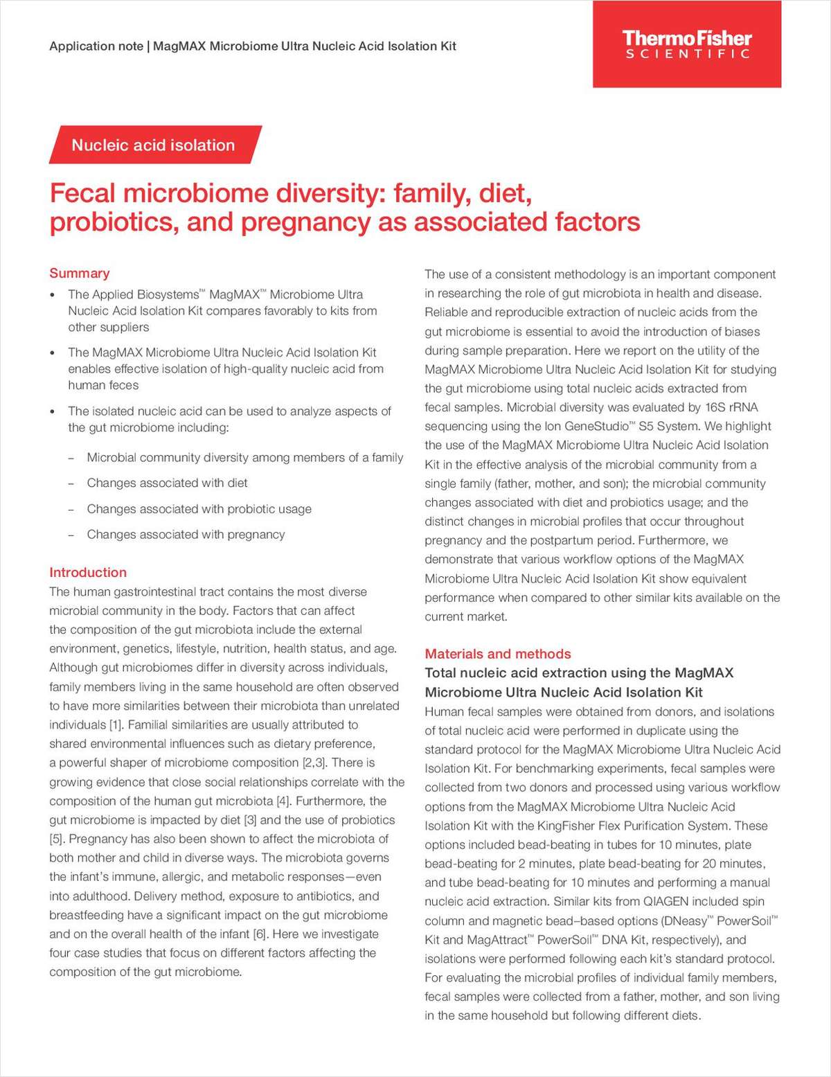 Fecal Microbiome Diversity: Family, Diet, Probiotics, and Pregnancy as Associated Factors