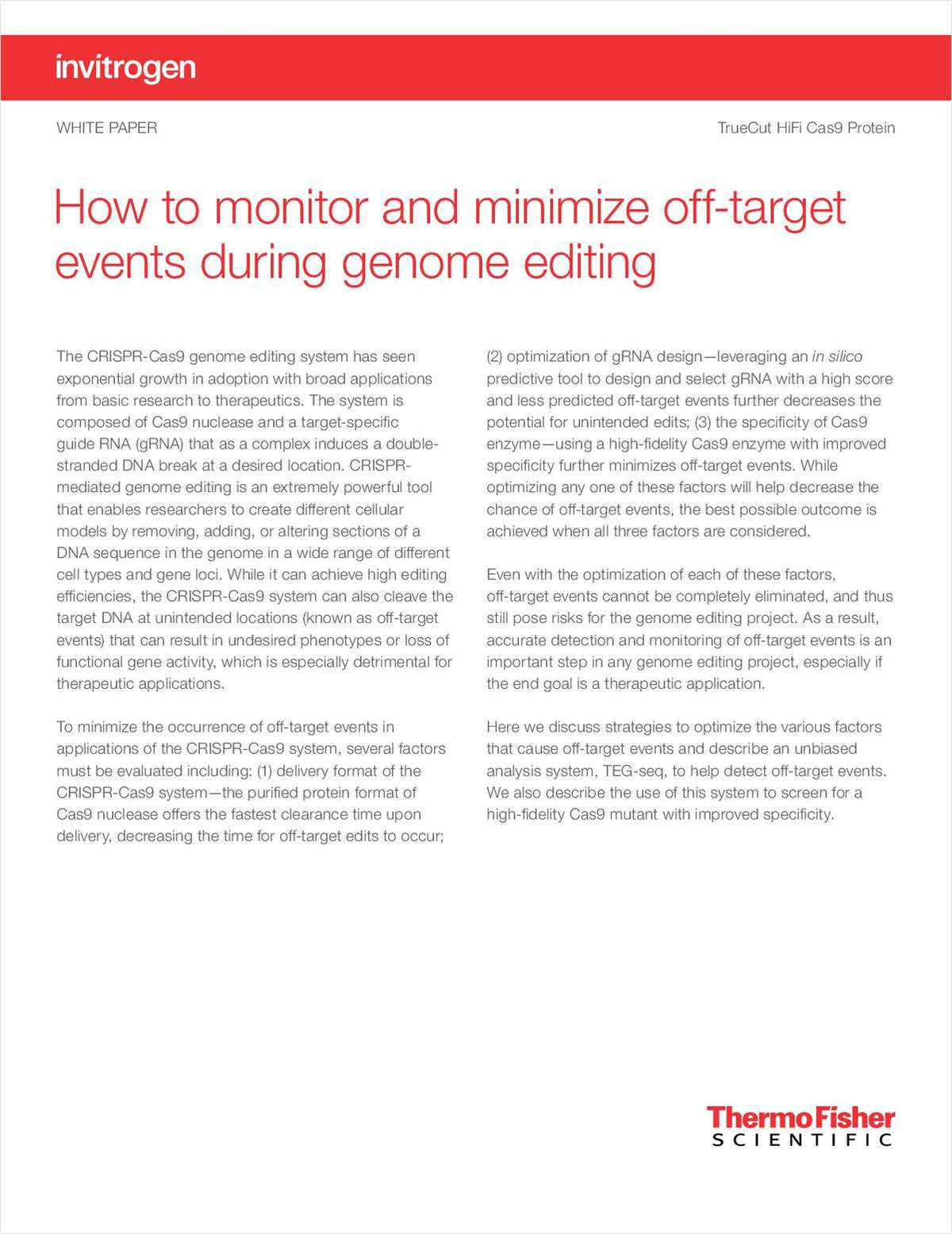 How to Monitor and Minimize Off-Target Events During Genome Editing