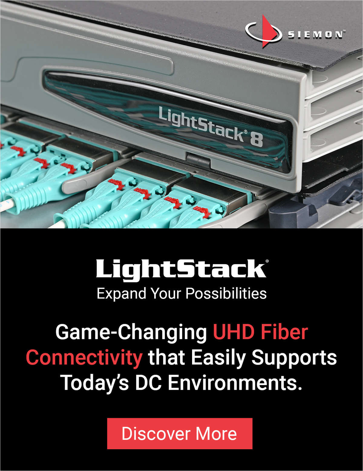 Siemon's LightStack® and LightStack 8 ultra-high-density fiber Plug and Play system.