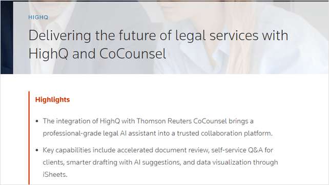 Delivering The Future of Legal Services with HighQ and CoCounsel